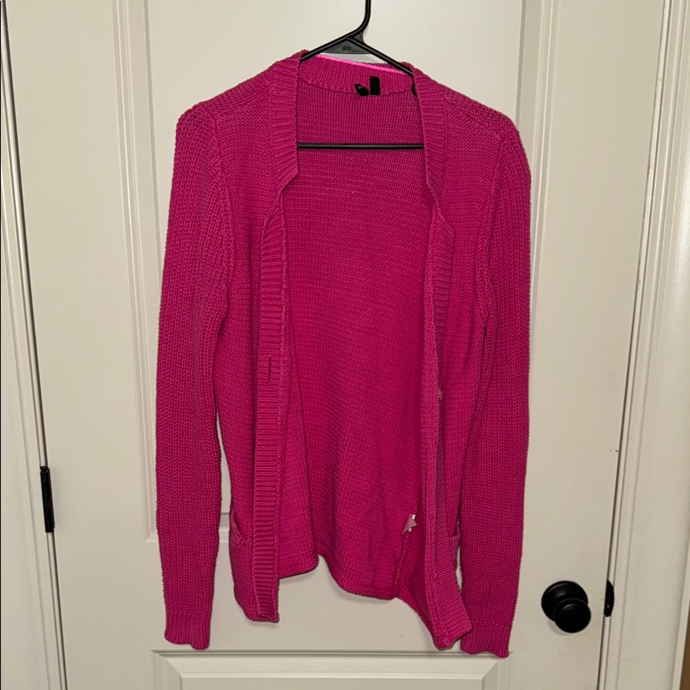 Madison Pink Cardigan Sweater Heavy  Knit